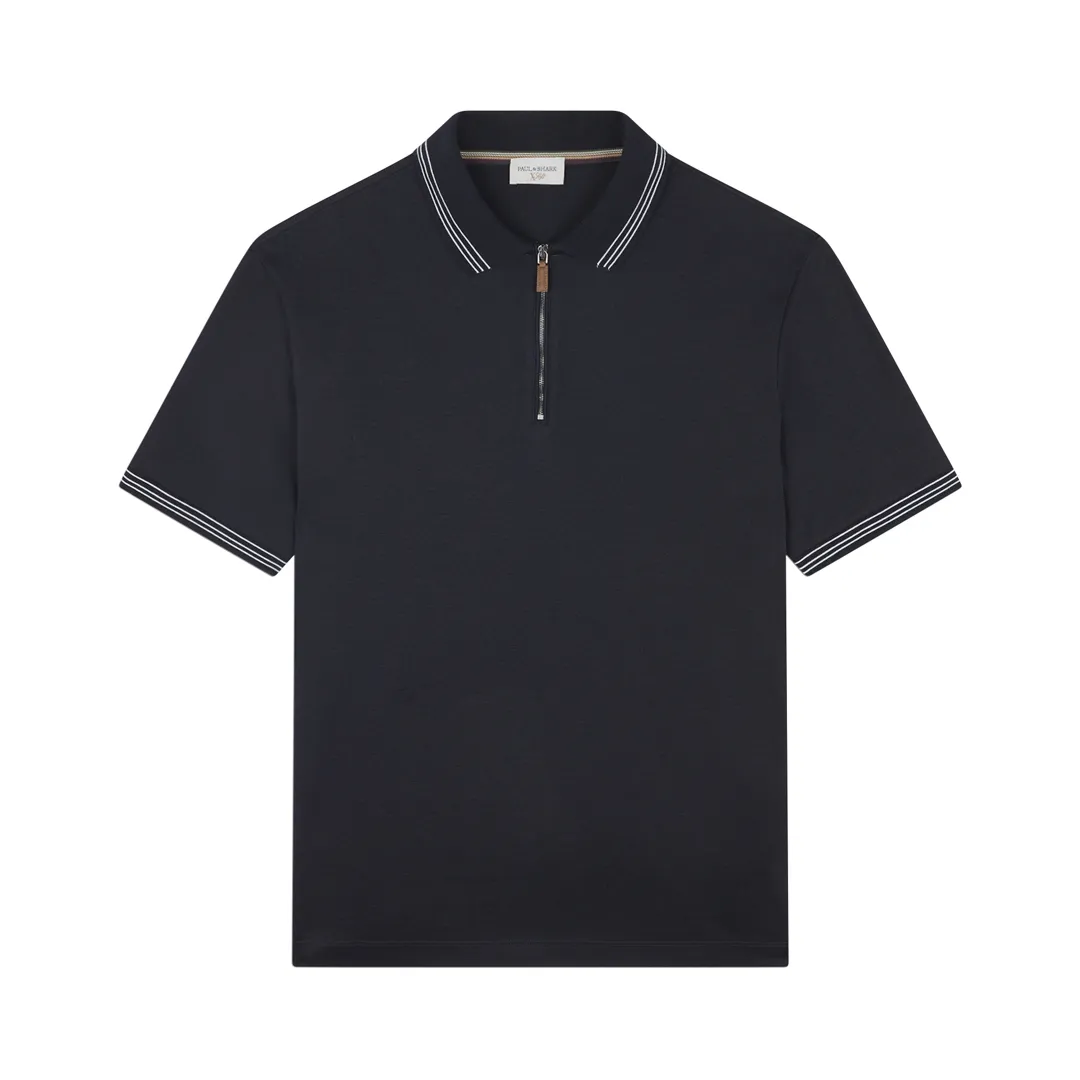 X-Soft Interlock cotton polo shirt with striped profiles, Man, Blue, Size: XXL sold by Paul & Shark