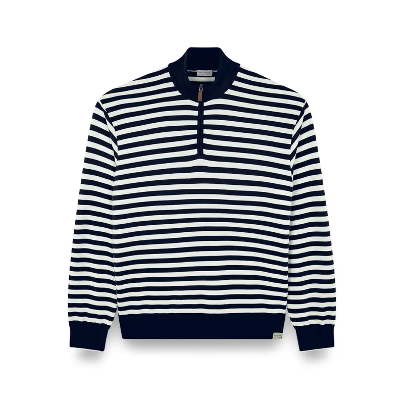 Striped wool cashmere half zip sweater, Man, Blue Nights-bright White, Size: M sold by Paul & Shark