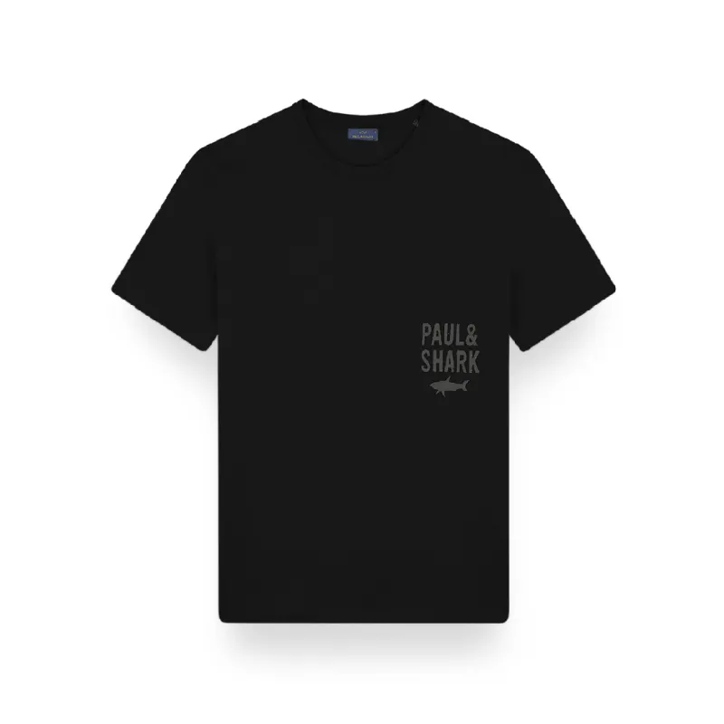 Cotton jersey T-shirt with logo embroidery, Man, Black, Size: 4XL sold by Paul & Shark