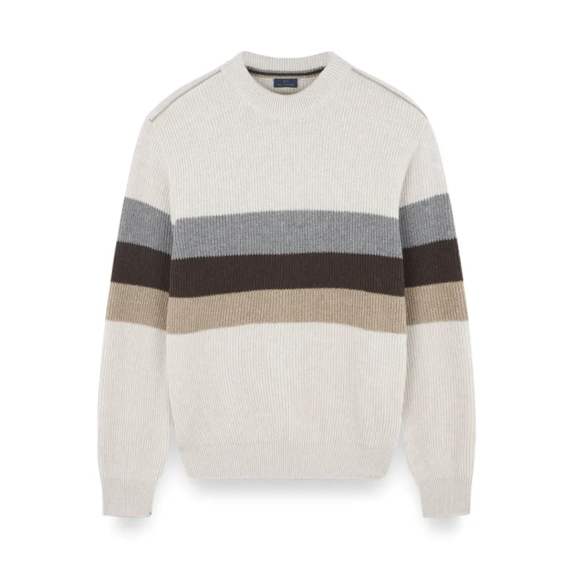 Re-Wool crewneck sweater, Man, Birch-frost Gray-thrush-seal Brown, Size: L sold by Paul & Shark