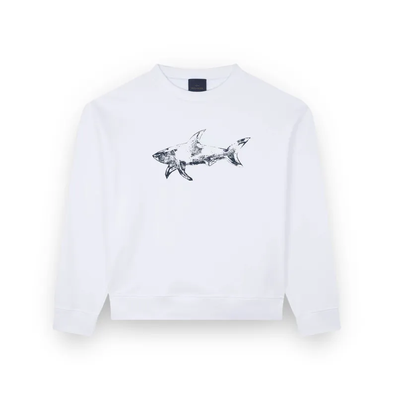 Cotton Fleece sweatshirt with Shark print, Man, Snow White, Size: 4XL sold by Paul & Shark
