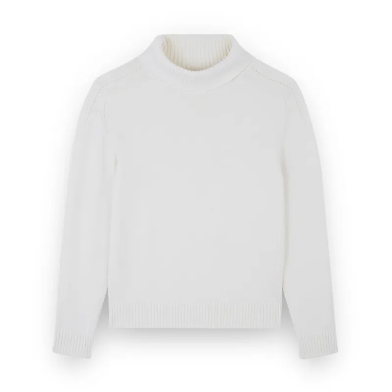 Merino Extrafine wool turtleneck sweater, Woman, Milky White, Size: S sold by Paul & Shark
