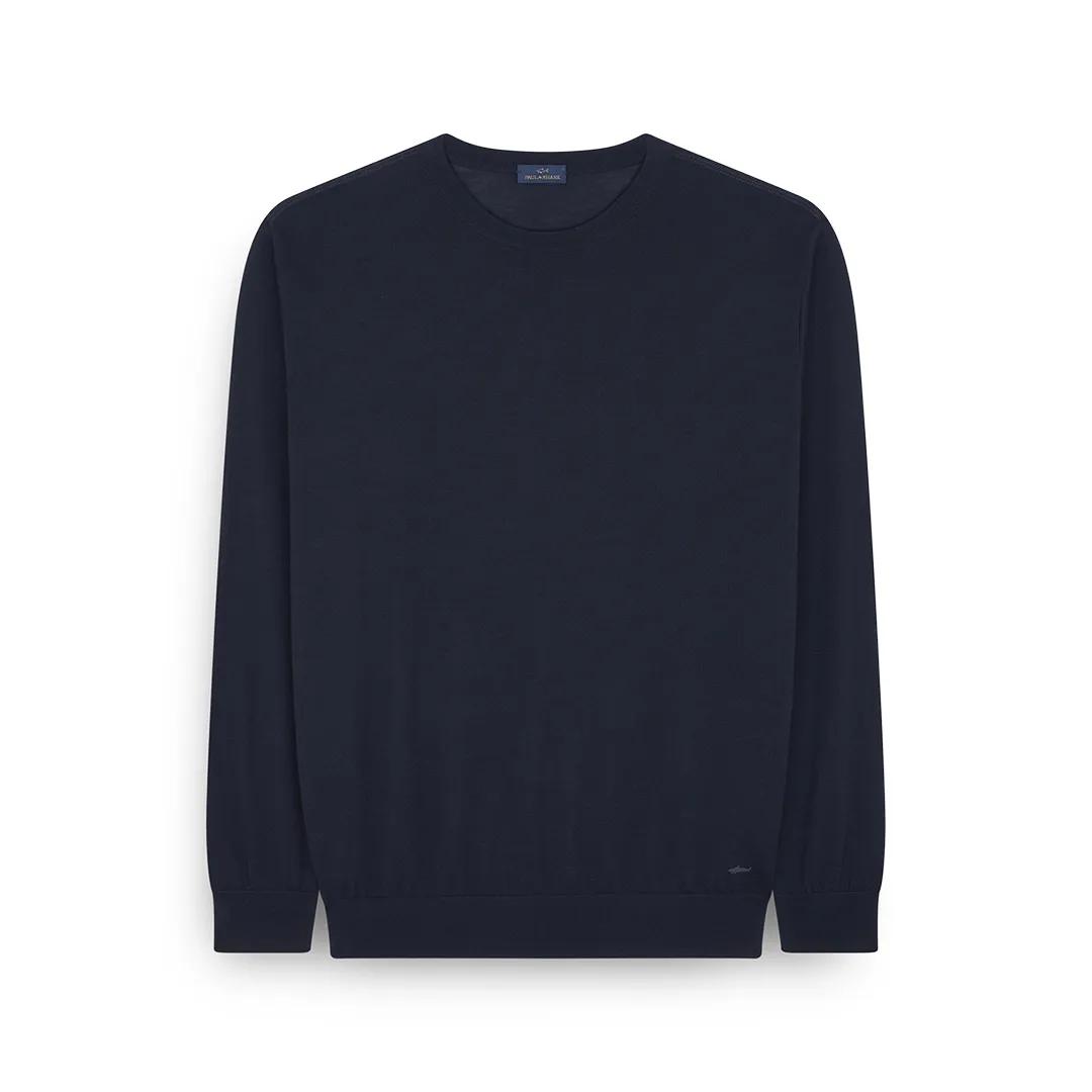 Ultrafine Merino wool sweater with Shark embroidery, Man, Blue, Size: XXL sold by Paul & Shark