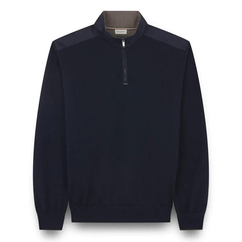 Riviera Metal Shark Fin Merino Extrafine half zip sweater, Man, Blue, Size: L sold by Paul & Shark