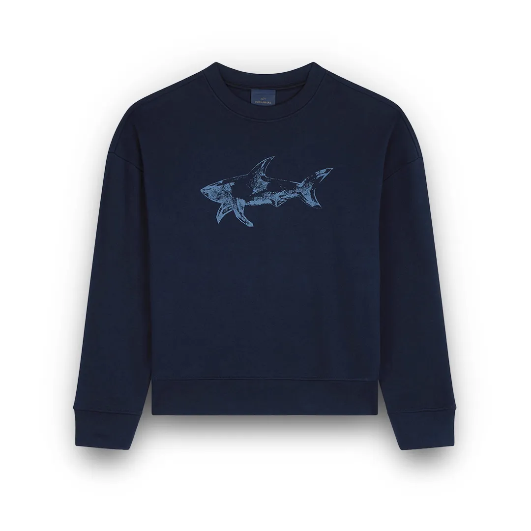 Cotton Fleece sweatshirt with Shark print, Man, Blue, Size: XL sold by Paul & Shark