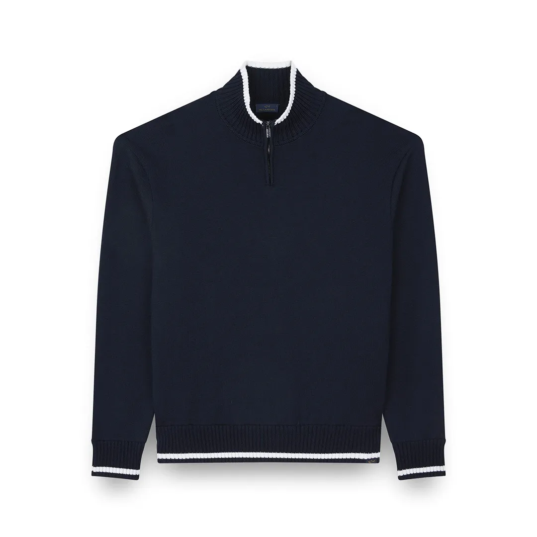 Soft Cool Touch wool half zip sweater, Man, Blue, Size: L sold by Paul & Shark