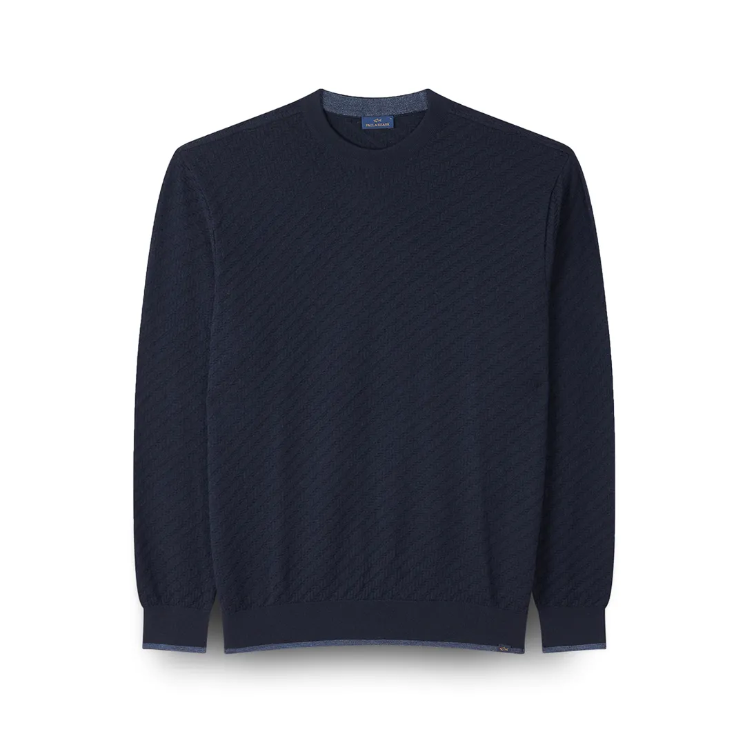 Merino Extrafine wool crewneck sweater, Man, Blue, Size: 3XL sold by Paul & Shark
