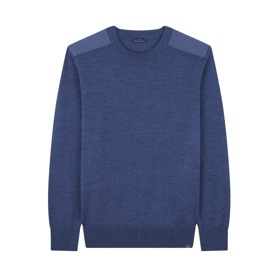 Soft Cool Touch wool crewneck sweater with Typhoon®® details, Man, Vintage Indigo, Size: S sold by Paul & Shark