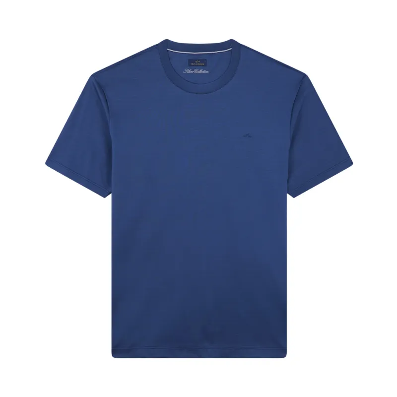 Cotton jersey T-shirt with Shark Fin embroidery, Man, Vintage Indigo, Size: L sold by Paul & Shark