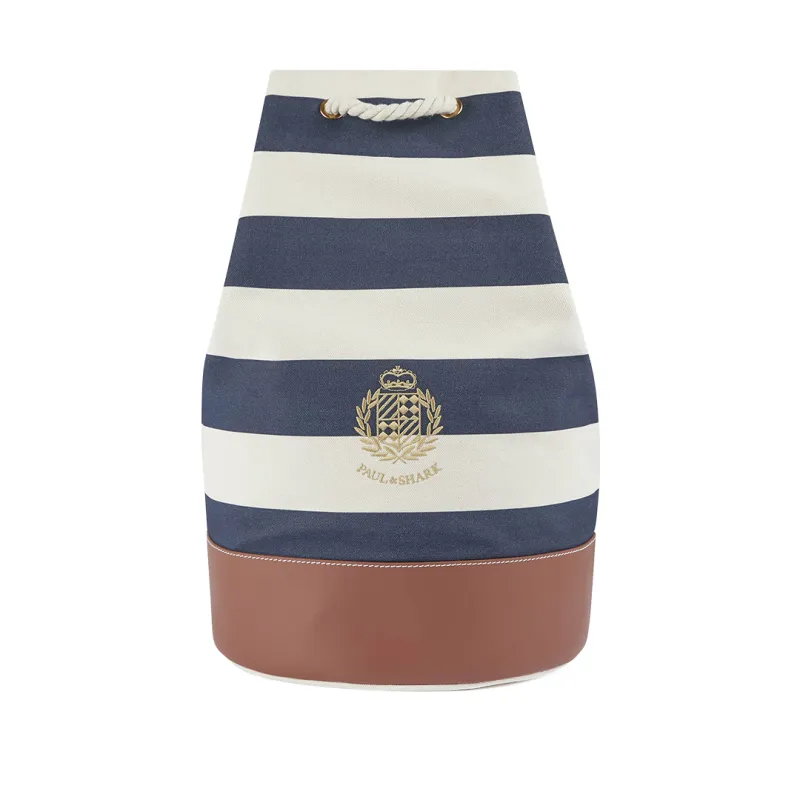 striped canvas seabag with Heraldic embroidery, Man, Blue Cream, Size: TGU sold by Paul & Shark