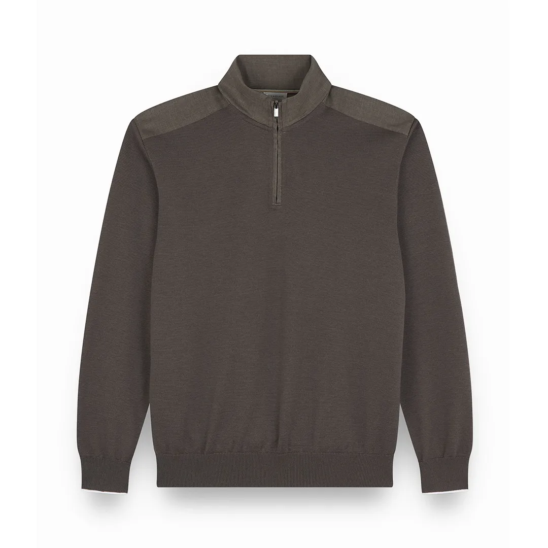 Riviera Metal Shark Fin Merino Extrafine half zip sweater, Man, Sequoia, Size: XL sold by Paul & Shark
