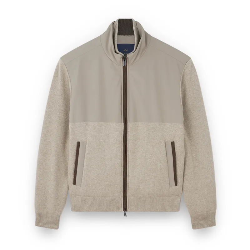 Hybrid jacket in wool and cashmere with Suede and Typhoon® Re-4x4 Stretch details, Man, Beige, Size: XL sold by Paul & Shark