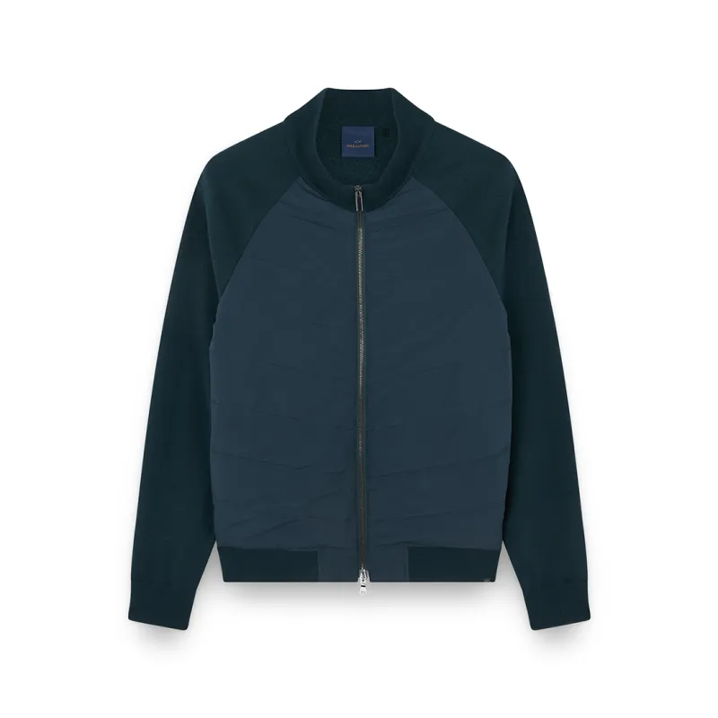 Hybrid zip-up cardigan in Soft Cool Touch wool and Typhoon® Platinum, Man, Green Gables, Size: XXL sold by Paul & Shark