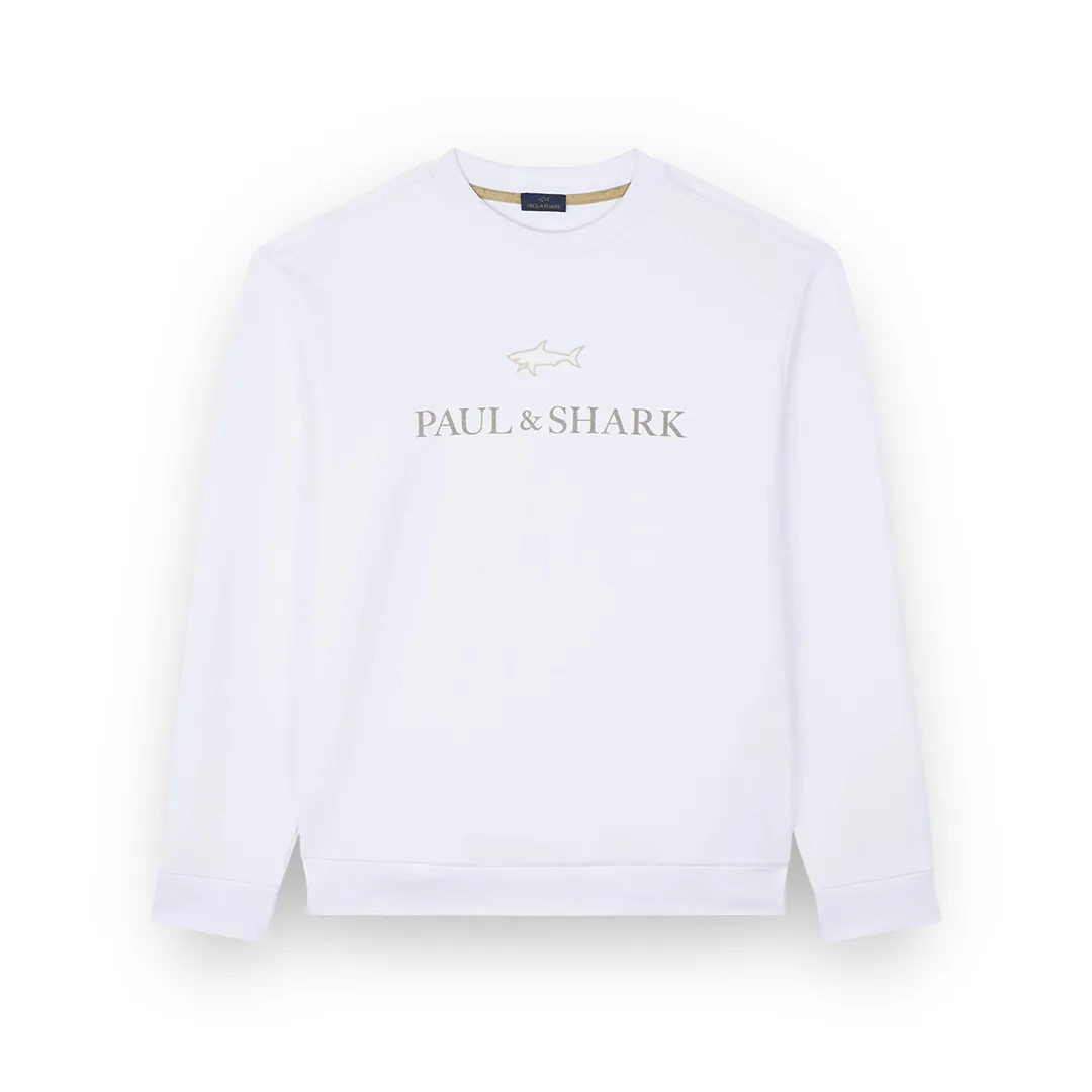 X-Soft cotton sweatshirt with logo print, Man, Snow White, Size: L sold by Paul & Shark