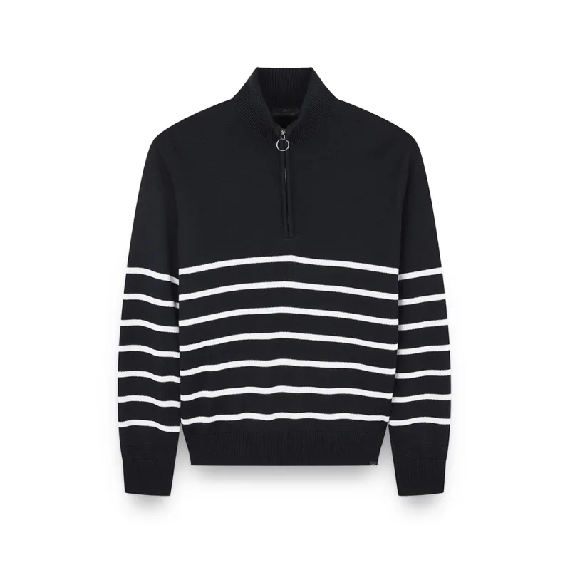 Soft Cool Touch wool half zip sweater, Man, Blue Nights-marshmallow, Size: M sold by Paul & Shark
