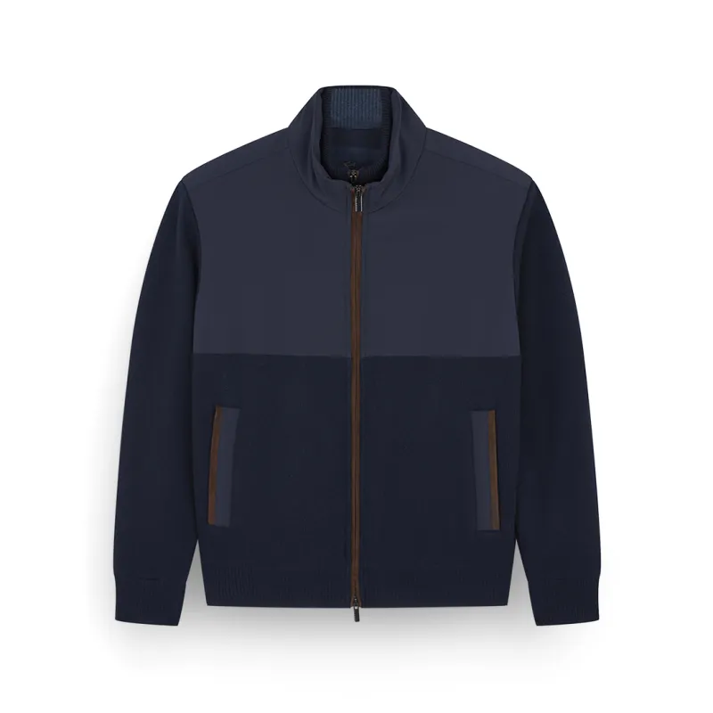 Hybrid jacket in wool and cashmere with Suede and Typhoon® Re-4x4 Stretch details, Man, Blue, Size: L sold by Paul & Shark
