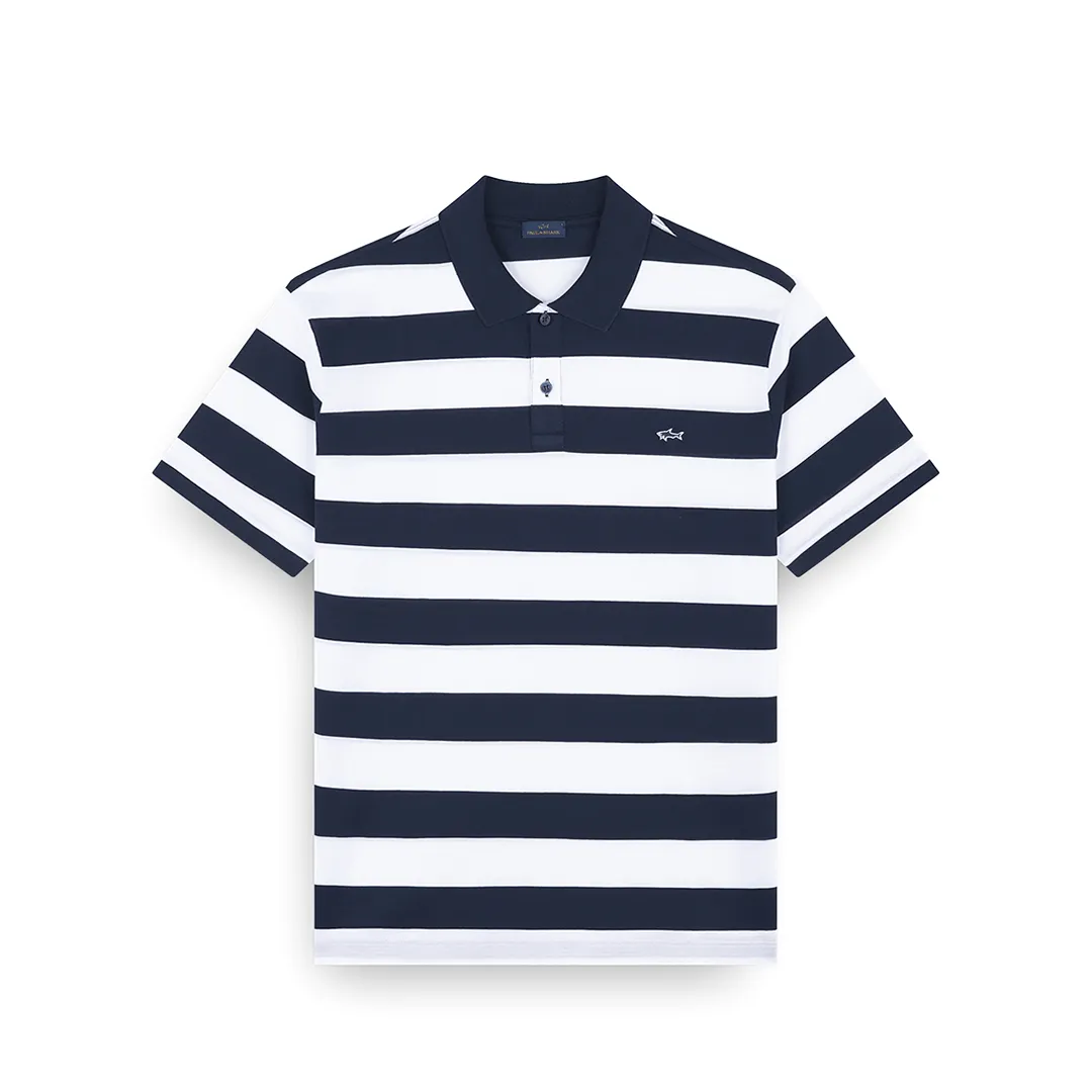 Double Piqué cotton polo, Man, Blu+white, Size: L sold by Paul & Shark