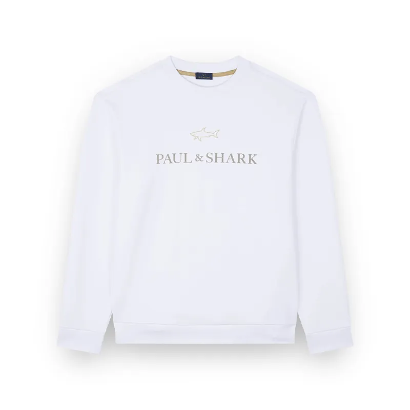 X-Soft cotton sweatshirt with logo print, Man, Snow White, Size: XXL sold by Paul & Shark