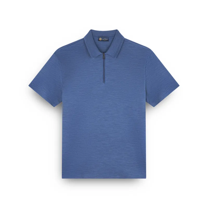 Wool and silk Polo Shirt with zip, Man, Deep Sea, Size: S sold by Paul & Shark