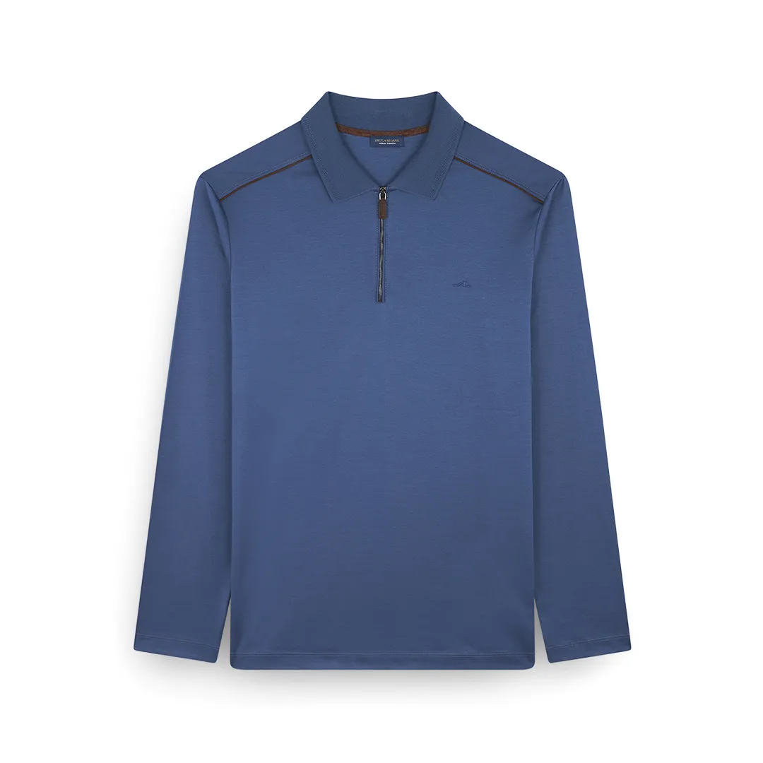 Aqua Touch cotton polo shirt with zip, Man, Vintage Indigo, Size: XXL sold by Paul & Shark