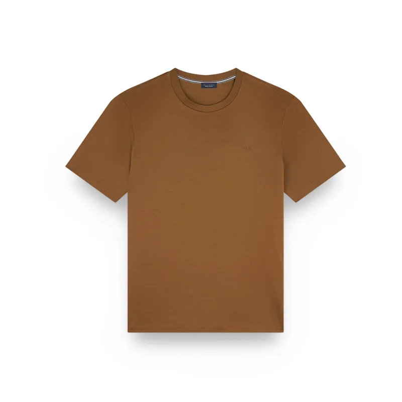 Aqua Touch cotton T-shirt with Shark Fin embroidery, Man, Tobacco, Size: M sold by Paul & Shark