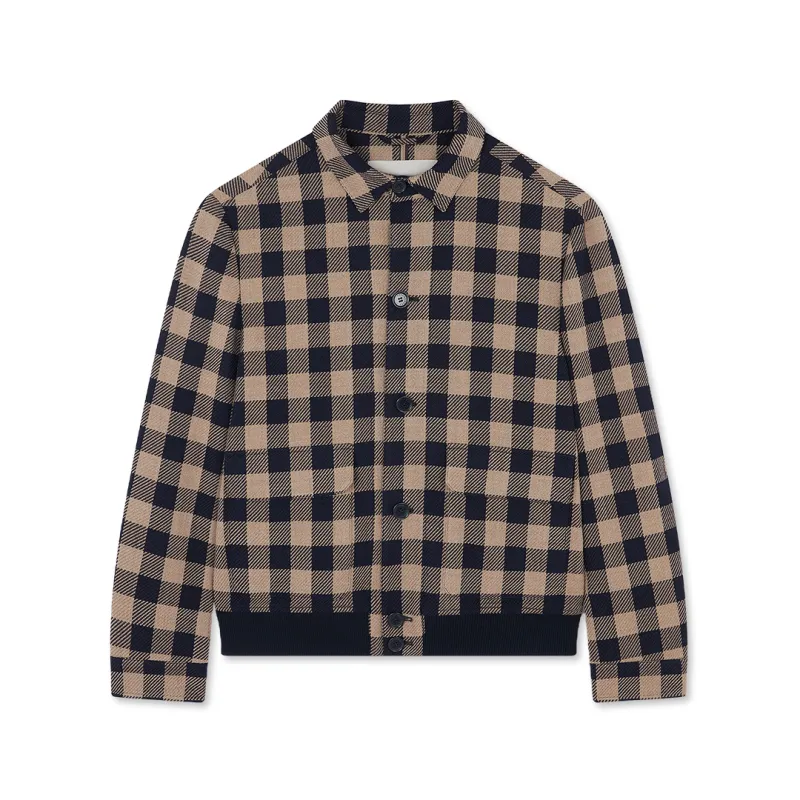 Wool blouson with check pattern, Man, Blue Beige Check, Size: L sold by Paul & Shark
