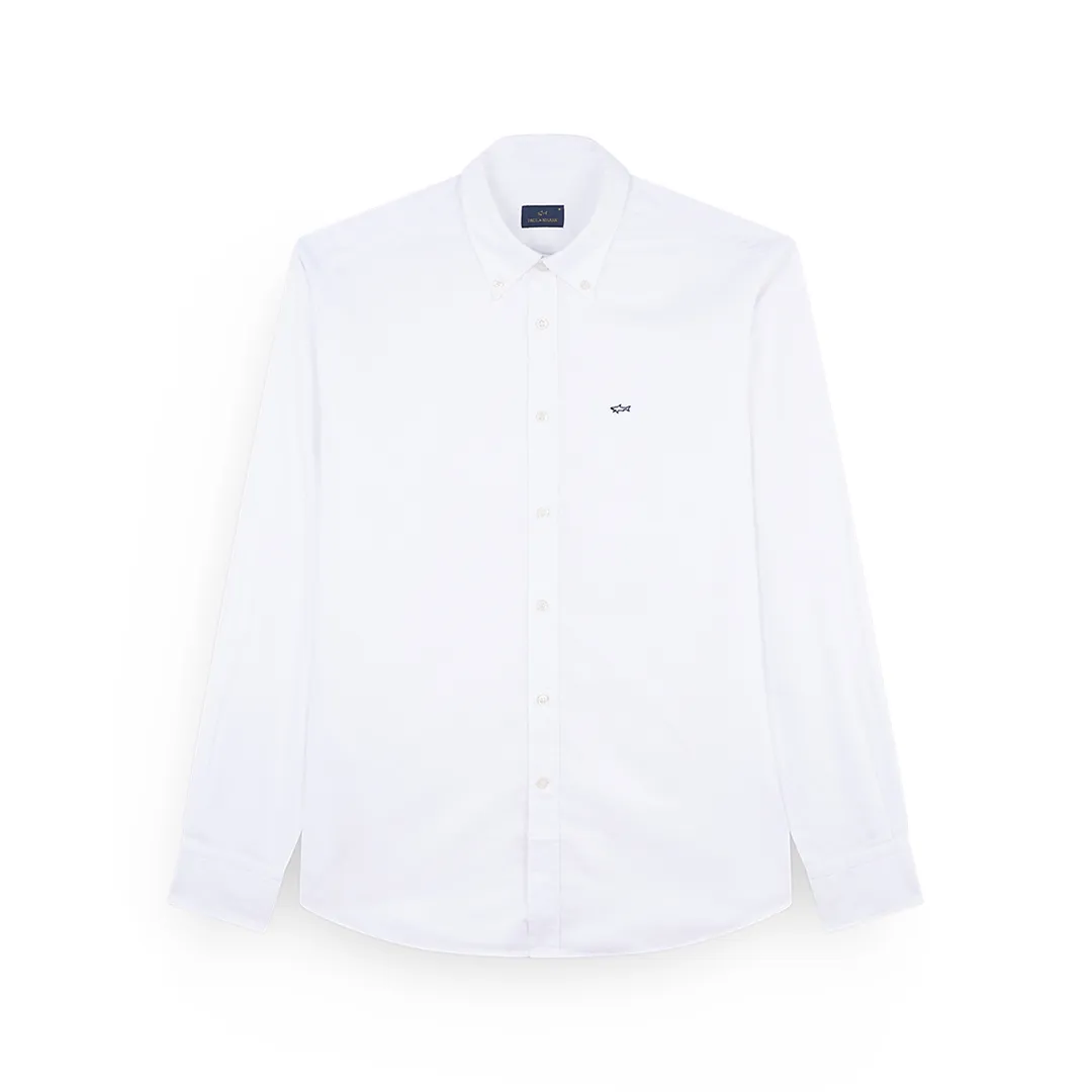 Oxford cotton shirt with Shark embroidery, Man, White, Size: 046 sold by Paul & Shark