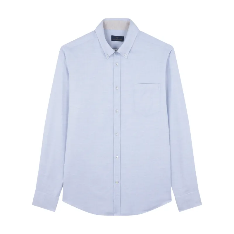 Flannel cotton shirt, Man, Light Blue Herringbone, Size: 044 sold by Paul & Shark