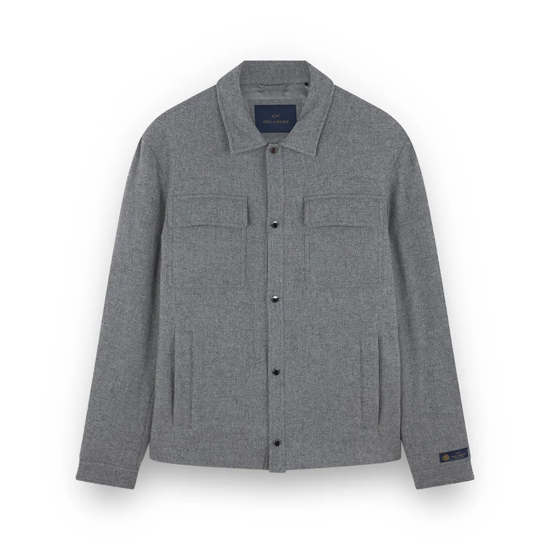 Quilted wool and cashmere shacket, Man, Smoked Pearl, Size: XXL sold by Paul & Shark