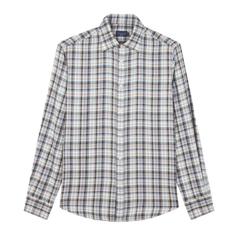 X-Soft shirt with checkered pattern, Man, Tartan Cream Brown Beige Lightblue, Size: 040 sold by Paul & Shark