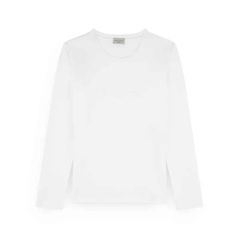 X-Soft cotton t-shirt with logo embroidery, Woman, Blanc De Blanc, Size: XS sold by Paul & Shark