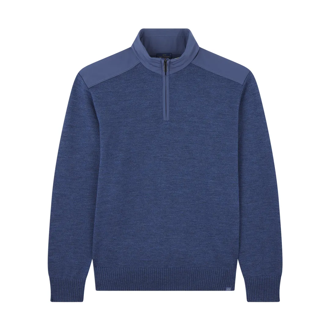 Half-zip sweater in Soft Cool Touch wool with Typhoon® Re-4x4 Stretch details, Man, Vintage Indigo, Size: 6XL sold by Paul & Shark