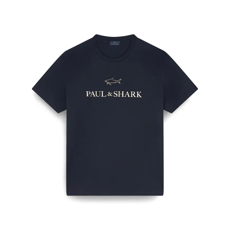 Light cotton jersey T-shirt with print, Man, Blue Nights-gold, Size: L sold by Paul & Shark