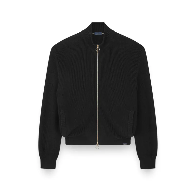 Zip-up cardigan in Tech Wool, Man, Black Beauty-ruthenium, Size: L sold by Paul & Shark