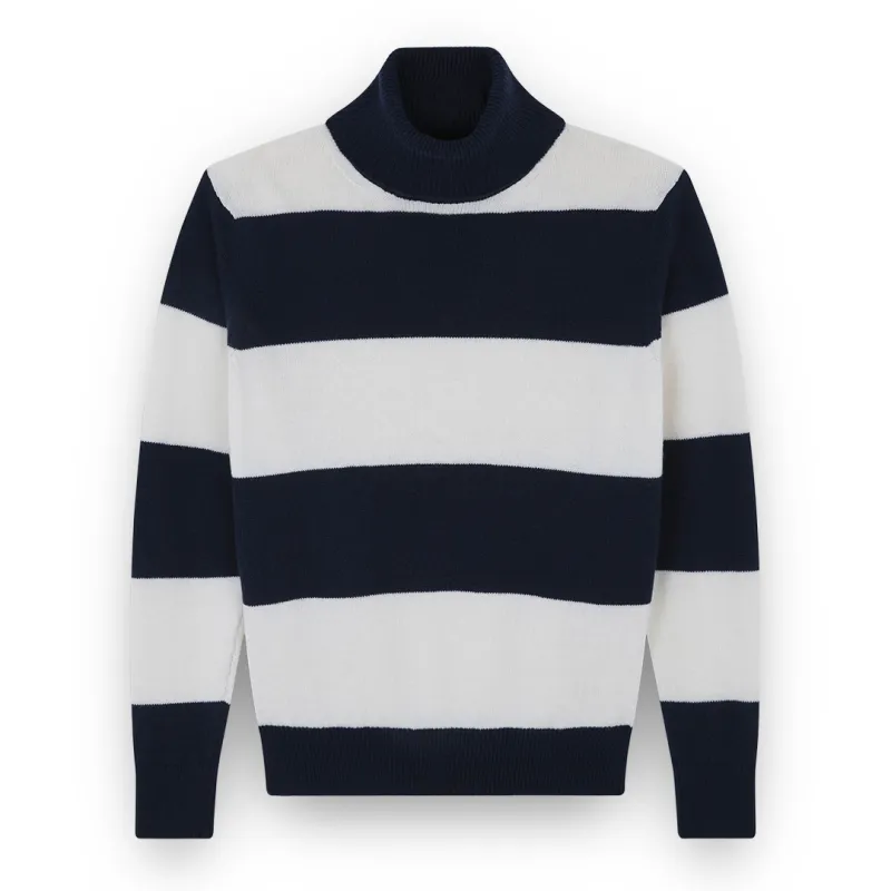 Wool and cashmere turtleneck sweater, Woman, Blue Nights-bright White, Size: M sold by Paul & Shark