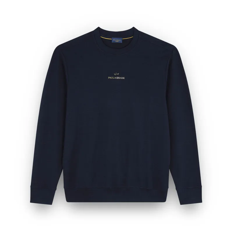 X-Soft cotton sweatshirt with logo print, Man, Blue Nights-gold, Size: XL sold by Paul & Shark