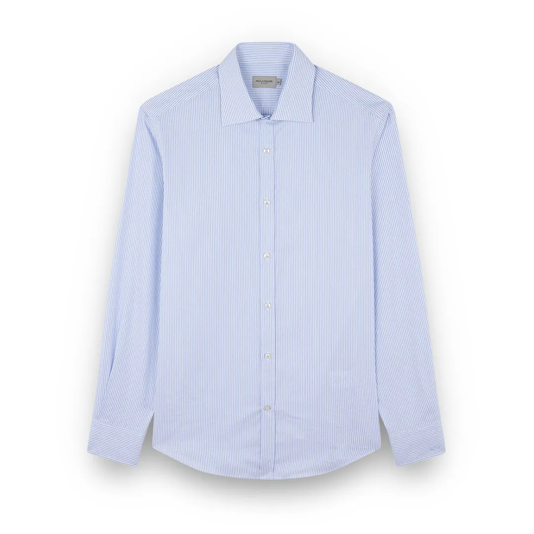 Cotton twill shirt, Man, Stripes White Light Blue, Size: 041 sold by Paul & Shark