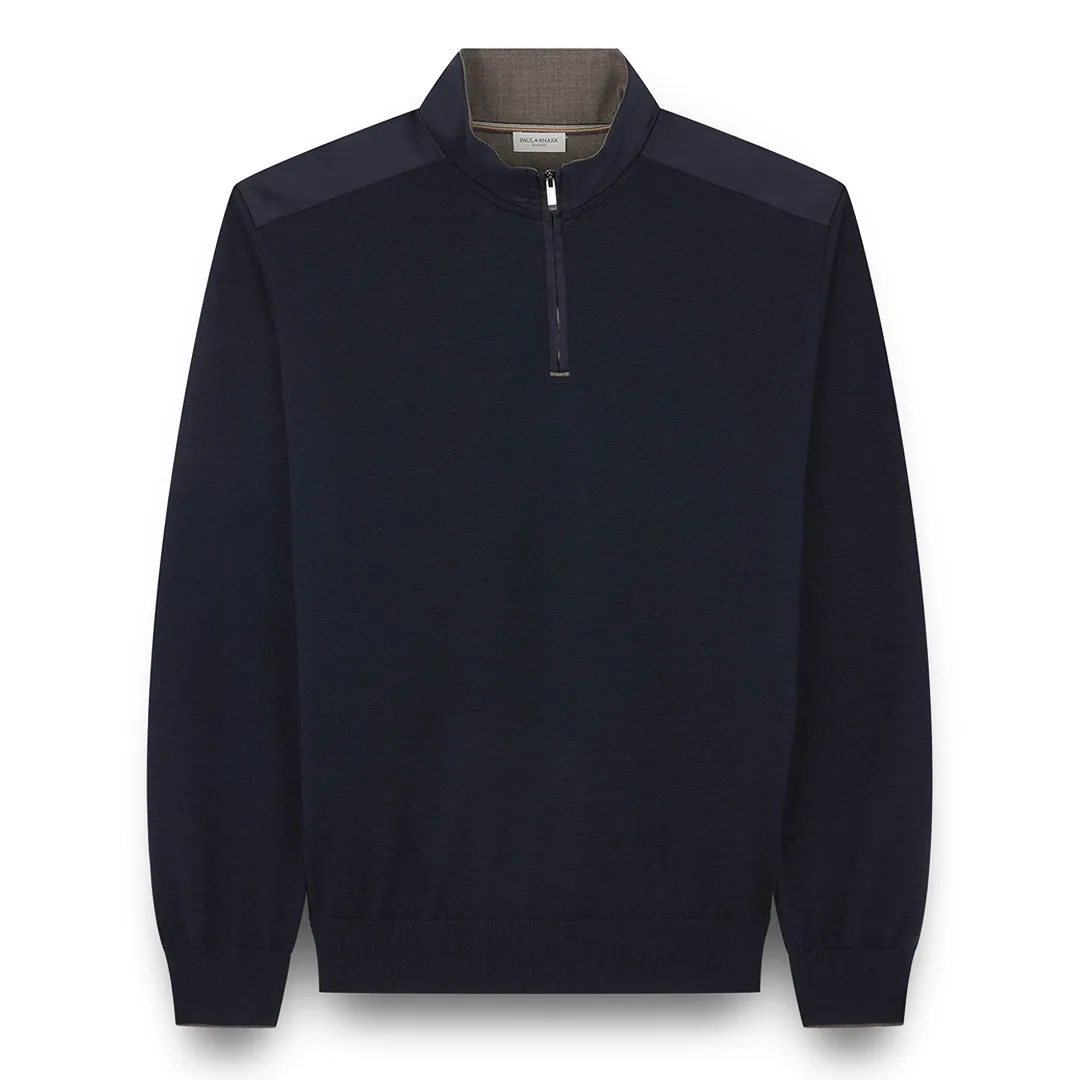 Riviera Metal Shark Fin Merino Extrafine half zip sweater, Man, Blue, Size: M sold by Paul & Shark