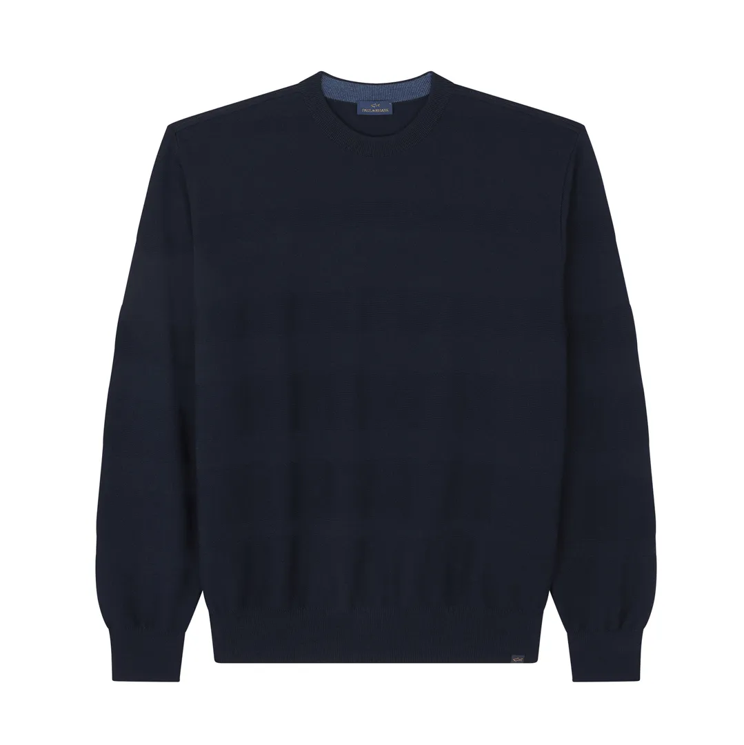 Soft Cool Touch wool crewneck Sweater, Man, Blue, Size: S sold by Paul & Shark