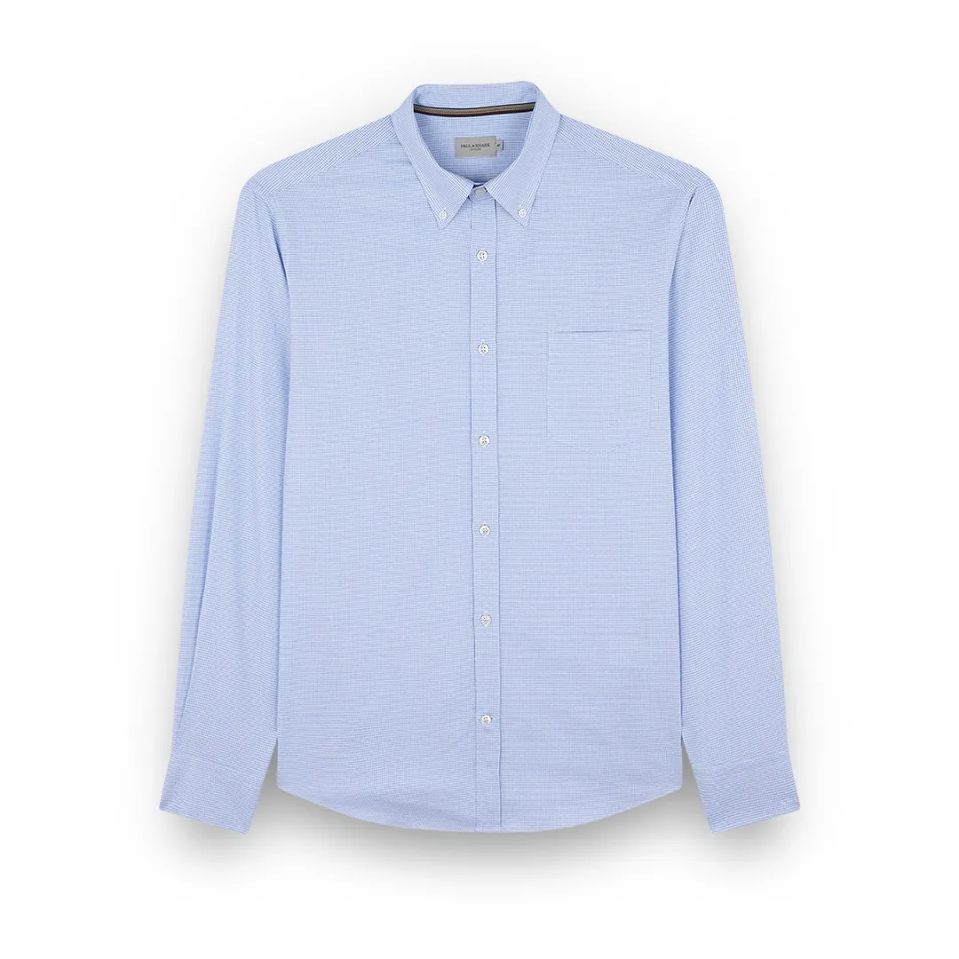 Cotton shirt with houndstooth pattern, Man, Pied De Poule White Light Blue, Size: 042 sold by Paul & Shark