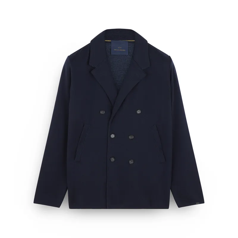 Merino Extrafinewool double-breasted jacket, Man, Outer Space - Vintage Indigo, Size: L sold by Paul & Shark