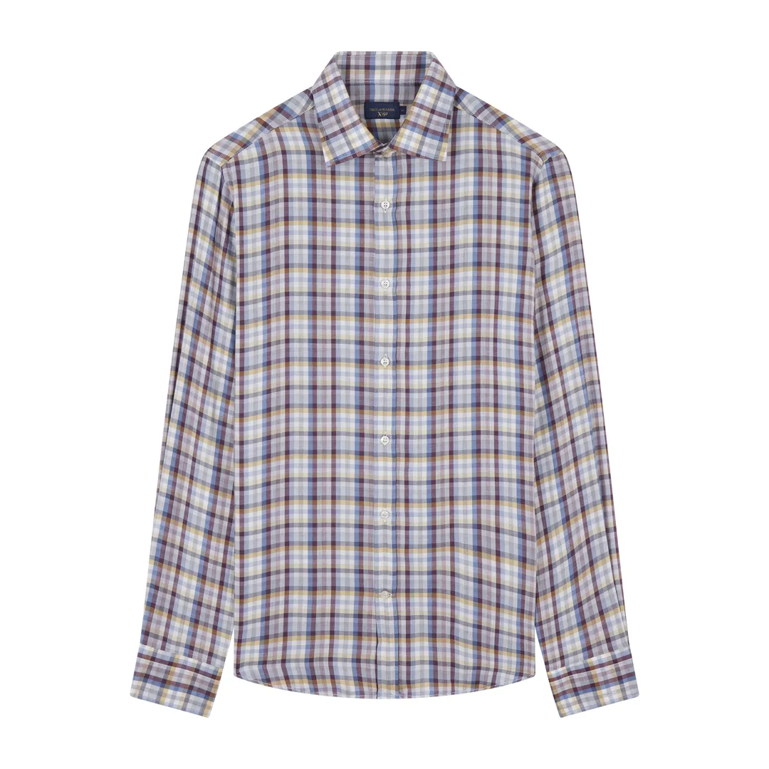 X-Soft shirt with checkered pattern, Man, Tartan Cream Bordeaux Avio Yellow, Size: 046 sold by Paul & Shark