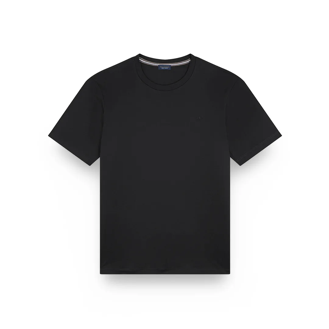 Aqua Touch cotton T-shirt with Shark Fin embroidery, Man, Black, Size: S sold by Paul & Shark