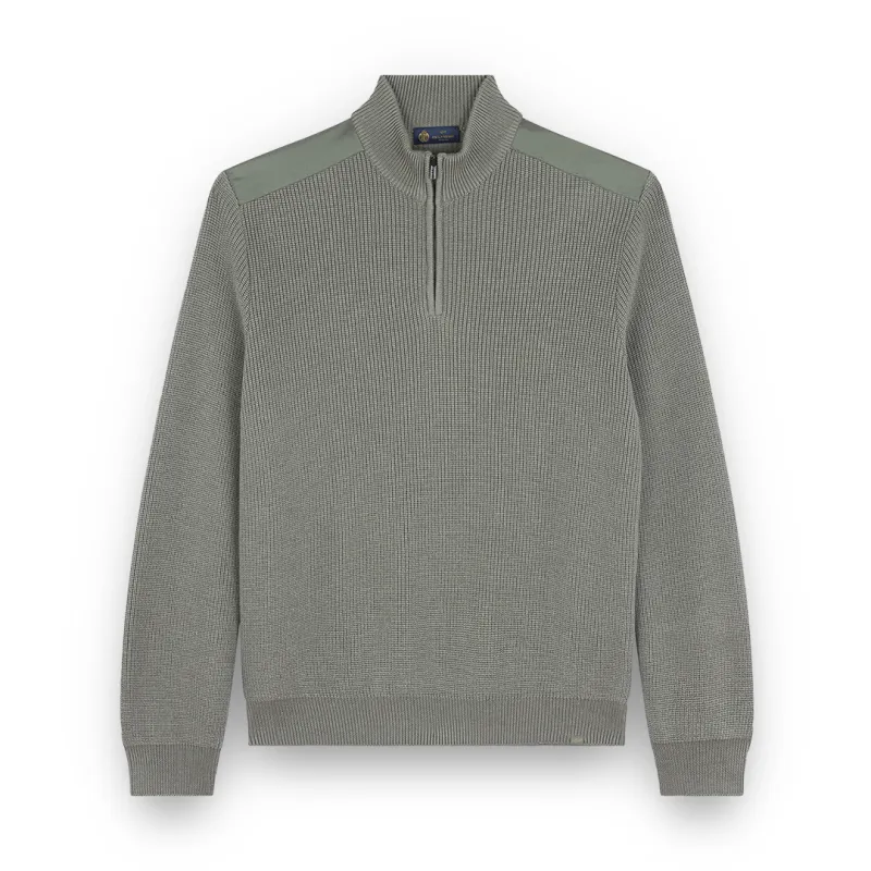 wool silk half zip sweater with Typhoon® Silk, Man, Sage Green, Size: XL sold by Paul & Shark