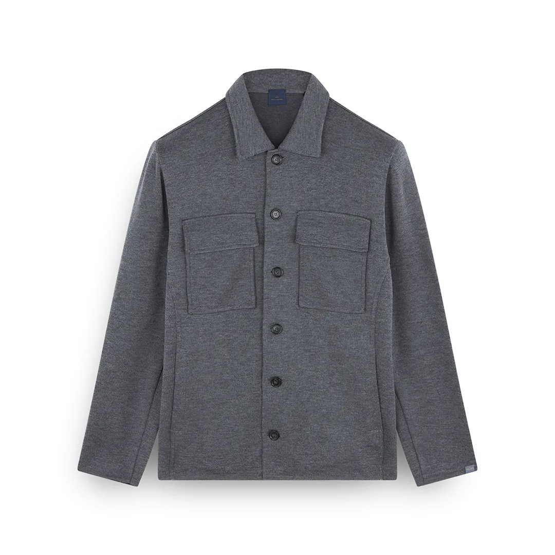 Merino Extrafine wool overshirt, Man, Titanium - Outer Space, Size: S sold by Paul & Shark