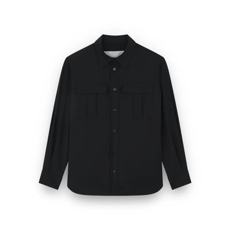 Stretch wool overshirt, Woman, Black, Size: L sold by Paul & Shark