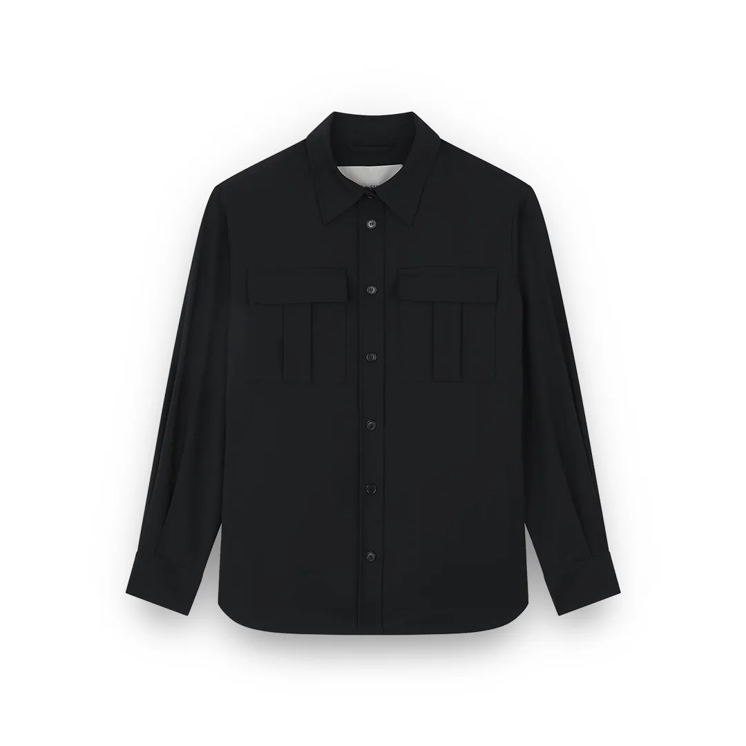 Stretch wool overshirt, Woman, Black, Size: L sold by Paul & Shark