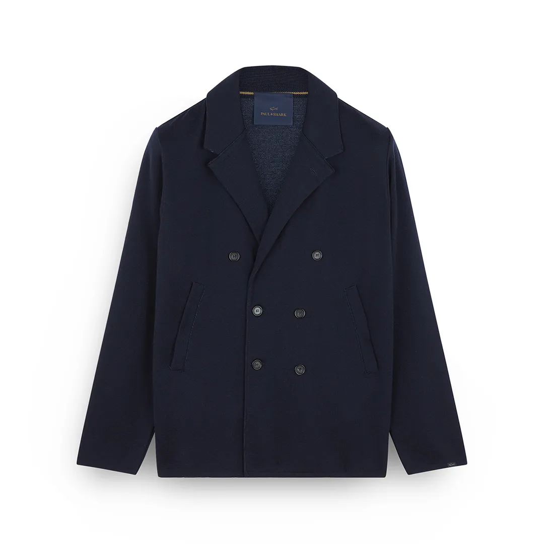 Merino Extrafinewool double-breasted jacket, Man, Outer Space - Vintage Indigo, Size: 4XL sold by Paul & Shark