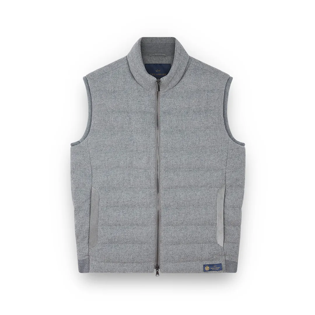 Padded gilet in wool and cashmere, Man, Smoked Pearl, Size: XS sold by Paul & Shark