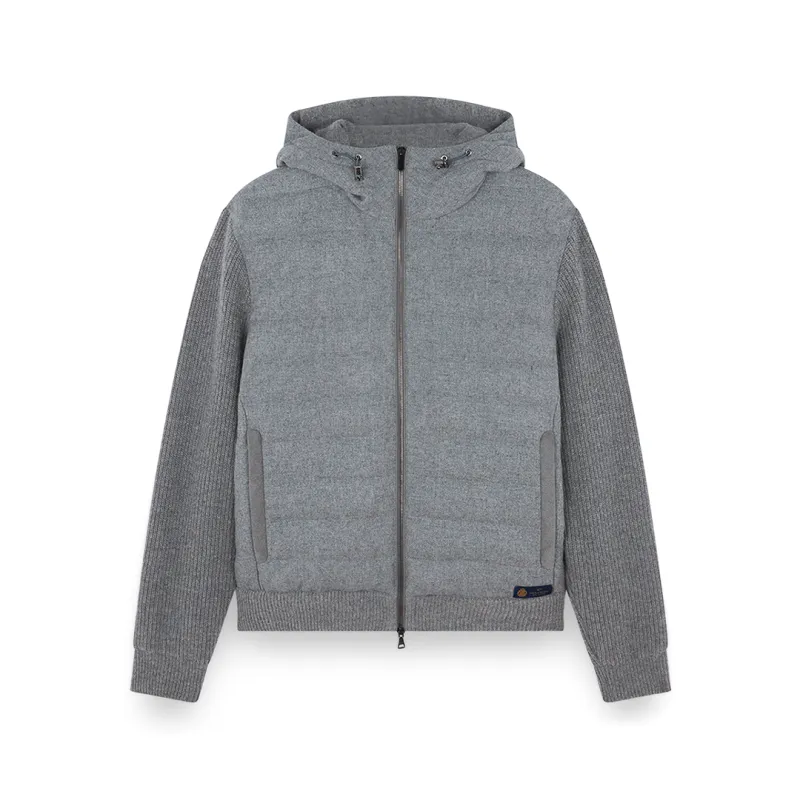 Hybrid zip-up cardigan in wool, cashmere, and Re-Wool, Man, Medium Grey, Size: L sold by Paul & Shark